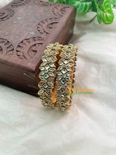 White Silk Thread Kada Kundan Bangle -Diced Flower -G8559